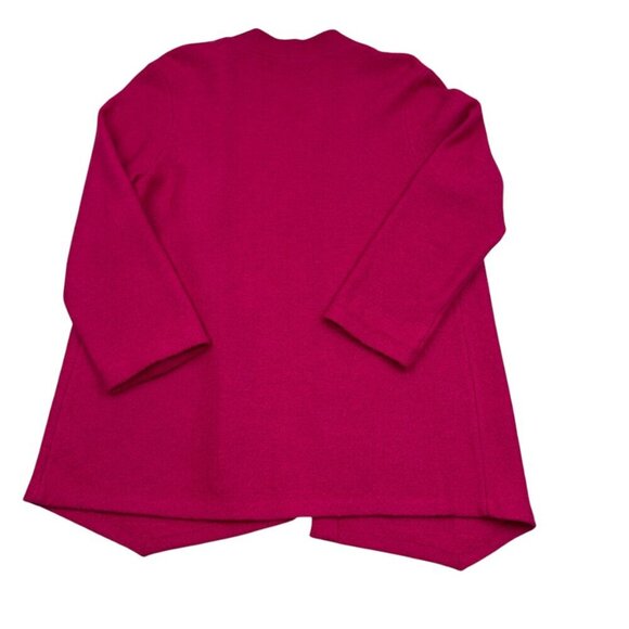 Kasper Boiled Wool/Viscose Open Front Hot Pink Long Line Jacket Women's Size L - Picture 5 of 9